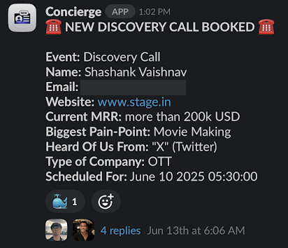 Discovery call booked: $200K+ MRR lead from X