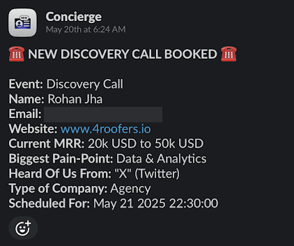 Discovery call booked: $20K–50K MRR agency lead from X